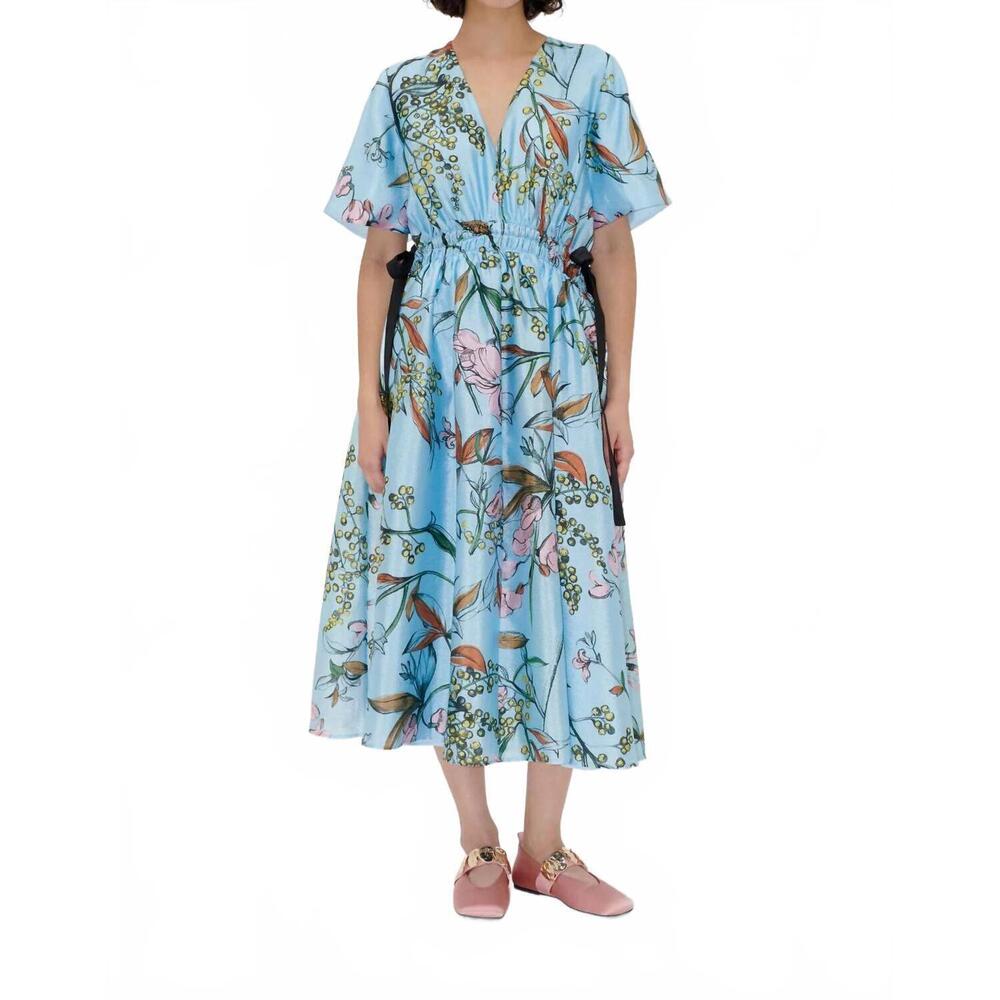 STINE GOYA Light Blue Floral Midi Dress